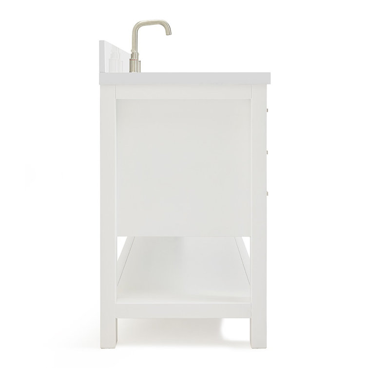 Magnolia 49" White Solid Wood Single Bathroom Vanity with Quartz Top