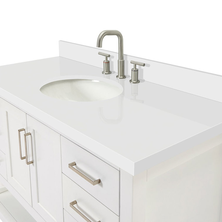 Magnolia 49" White Solid Wood Single Bathroom Vanity with Quartz Top