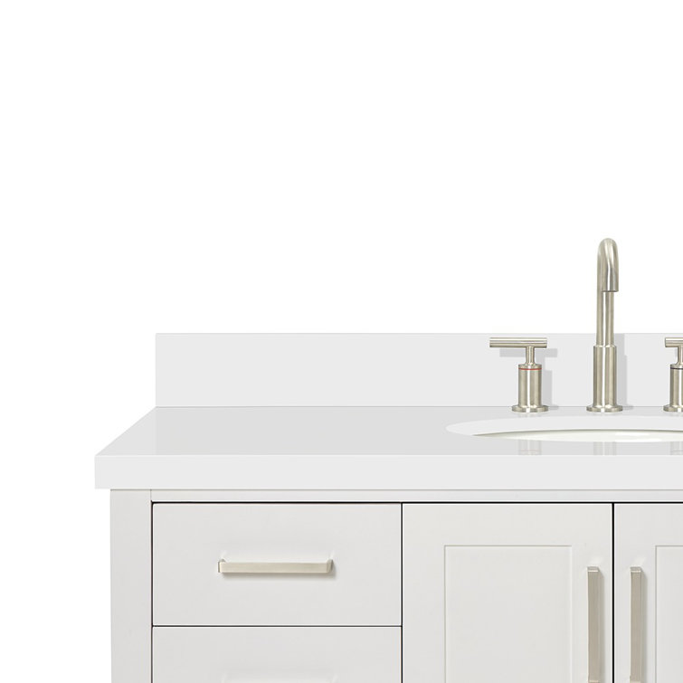 Magnolia 49" White Solid Wood Single Bathroom Vanity with Quartz Top