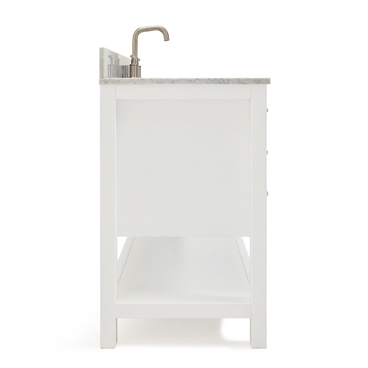 Magnolia 49" White Solid Wood Bathroom Vanity with Marble Top
