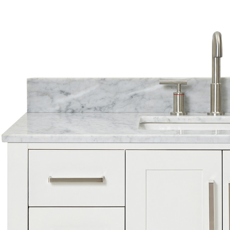White Freestanding Vanity with Carrara Marble Countertop