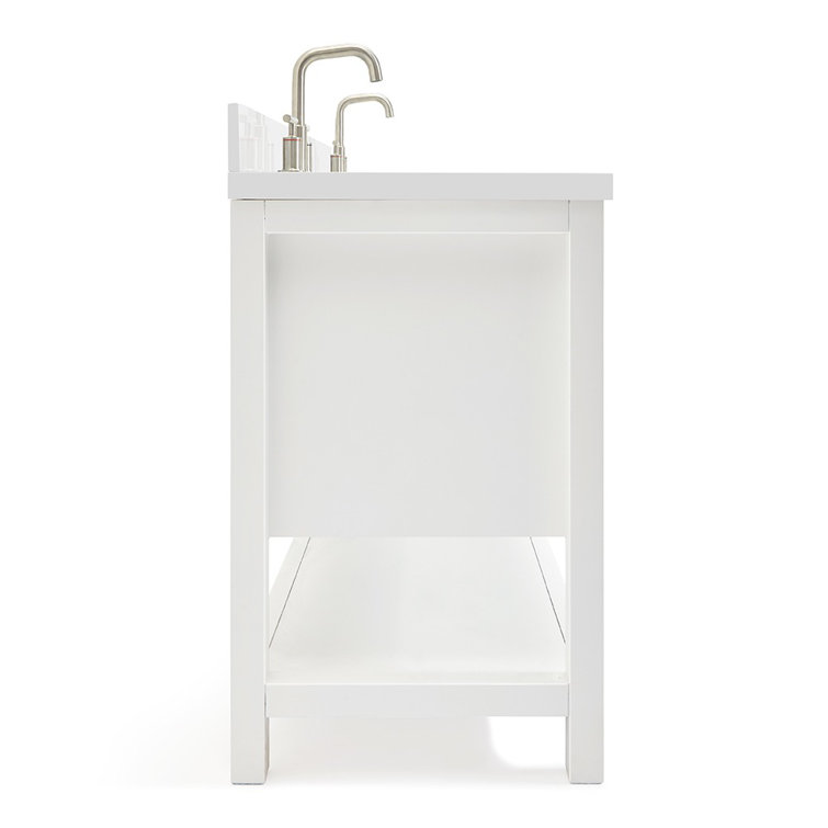 Magnolia 73" White Quartz Double Sink Freestanding Vanity