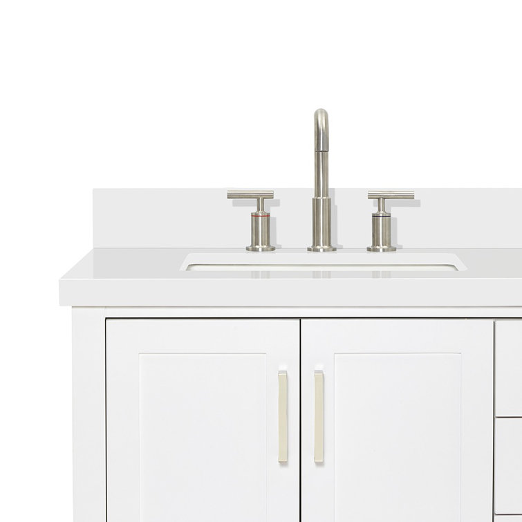 Magnolia 73" White Quartz Double Sink Freestanding Vanity