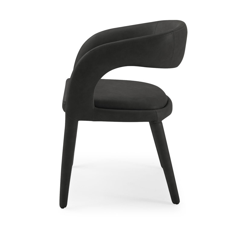 Black Faux Leather Upholstered Arm Chair with Metal Legs