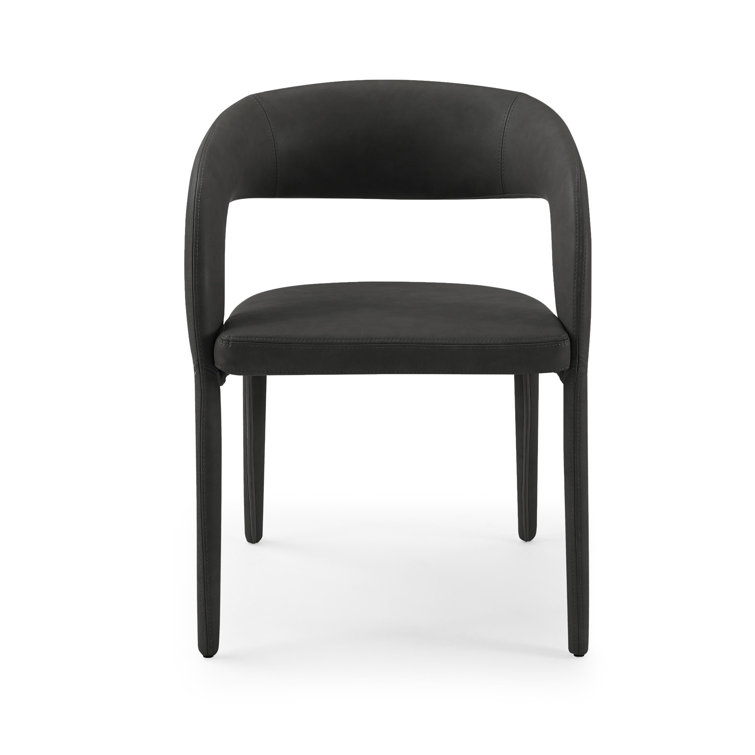 Black Faux Leather Upholstered Arm Chair with Metal Legs