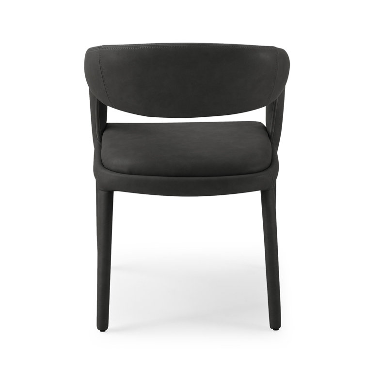 Black Faux Leather Upholstered Arm Chair with Metal Legs