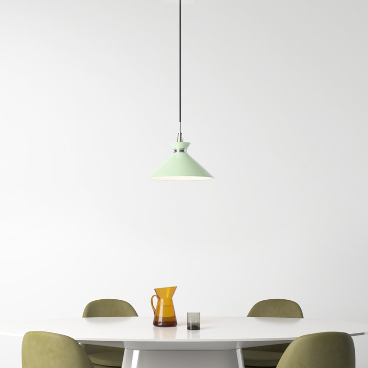 Mint and Polished Nickel Cone Pendant Light