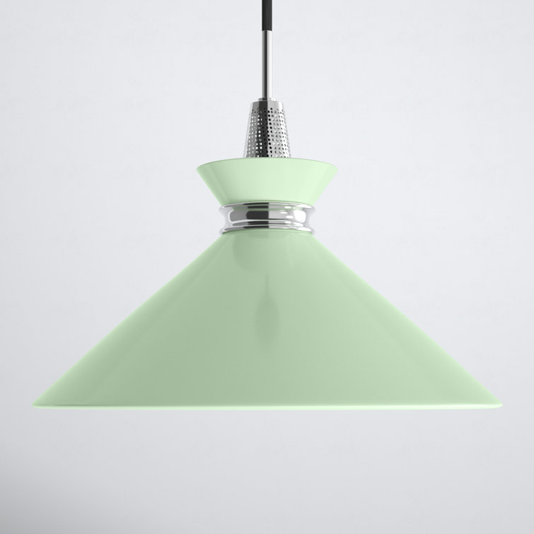 Mint and Polished Nickel Cone Pendant Light