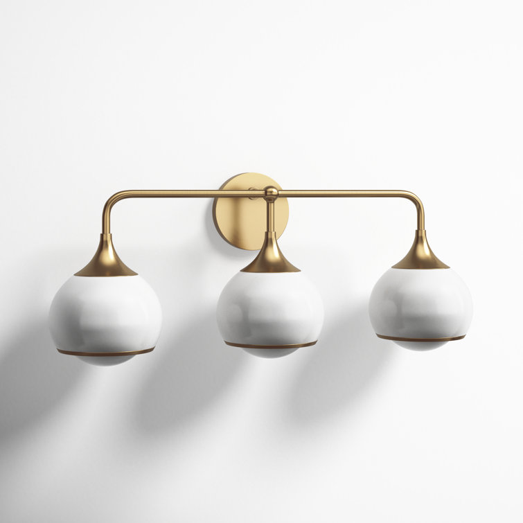 Kegan Aged Brass Dimmable Vanity Light with Opal White Shade