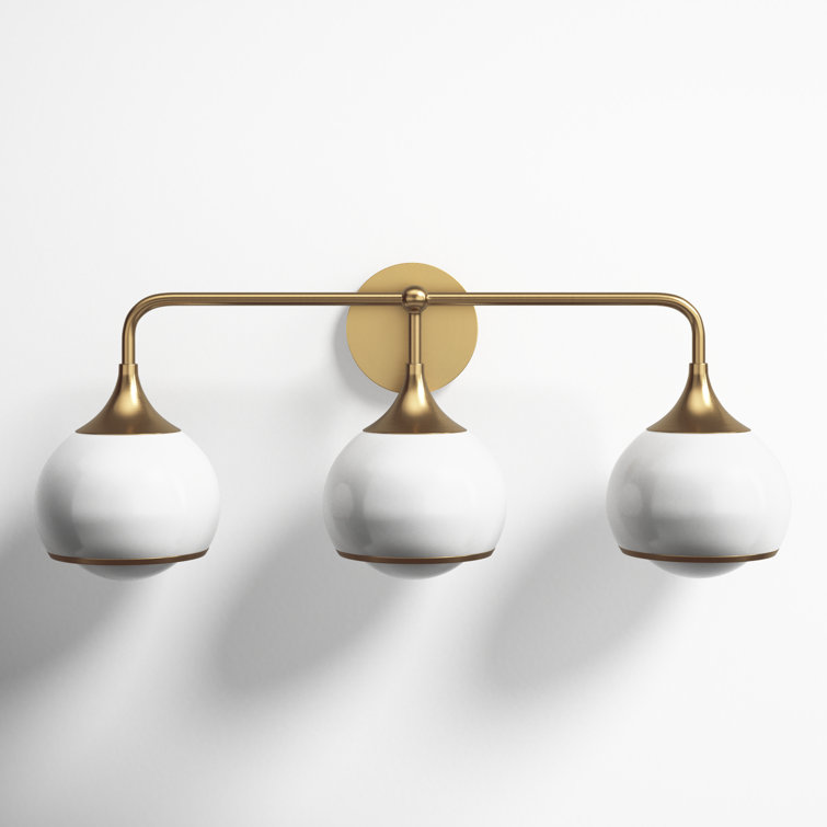 Kegan Aged Brass Dimmable Vanity Light with Opal White Shade