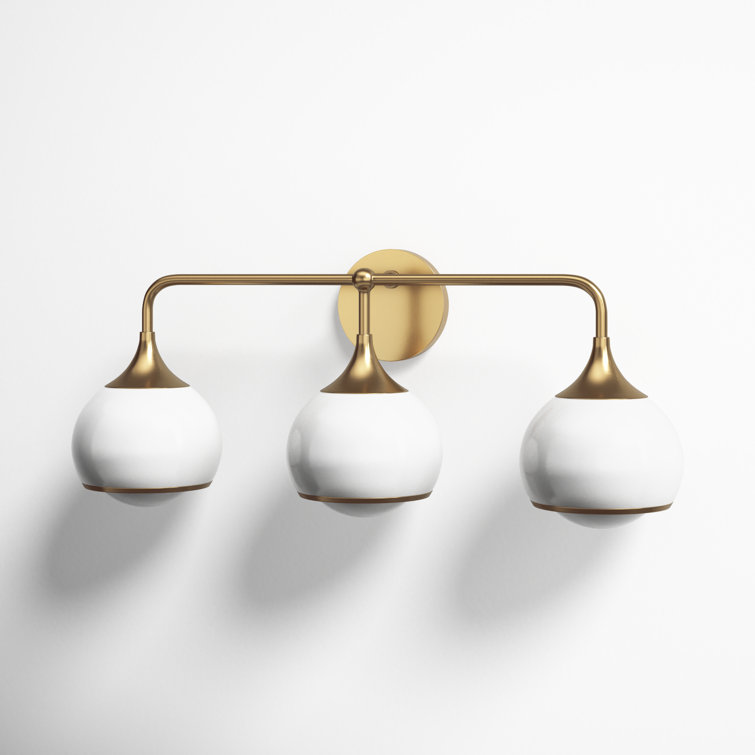 Kegan Aged Brass Dimmable Vanity Light with Opal White Shade