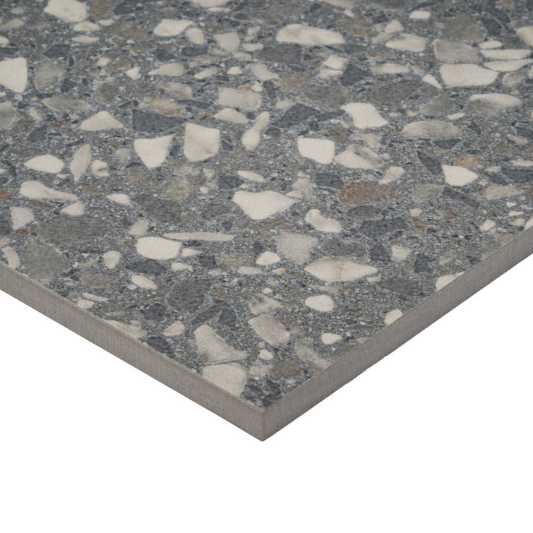 Bryant Charcoal Gray 24" Matte Porcelain Terrazzo Look Tile
