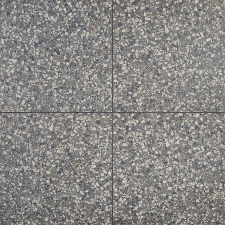 Bryant Charcoal Gray 24" Matte Porcelain Terrazzo Look Tile