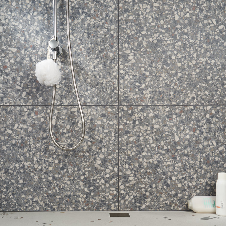 Bryant Charcoal Gray 24" Matte Porcelain Terrazzo Look Tile