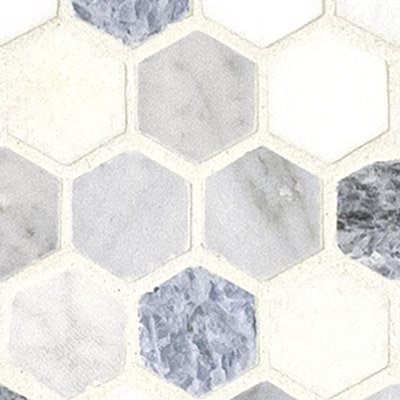 Azula Hexagon Blue and Gray Marble Mosaic Tile