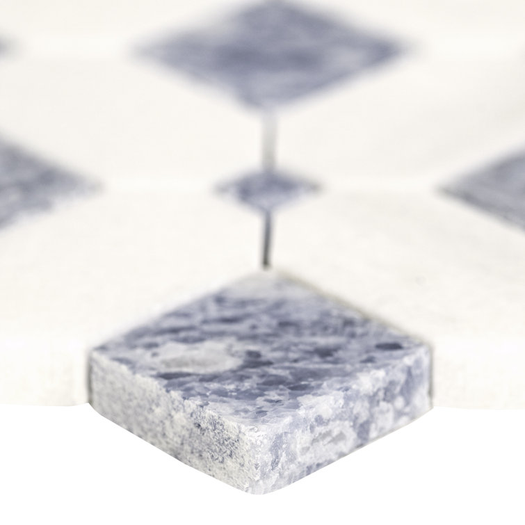 Azula Hatchwork Polished White Marble Mosaic Tile