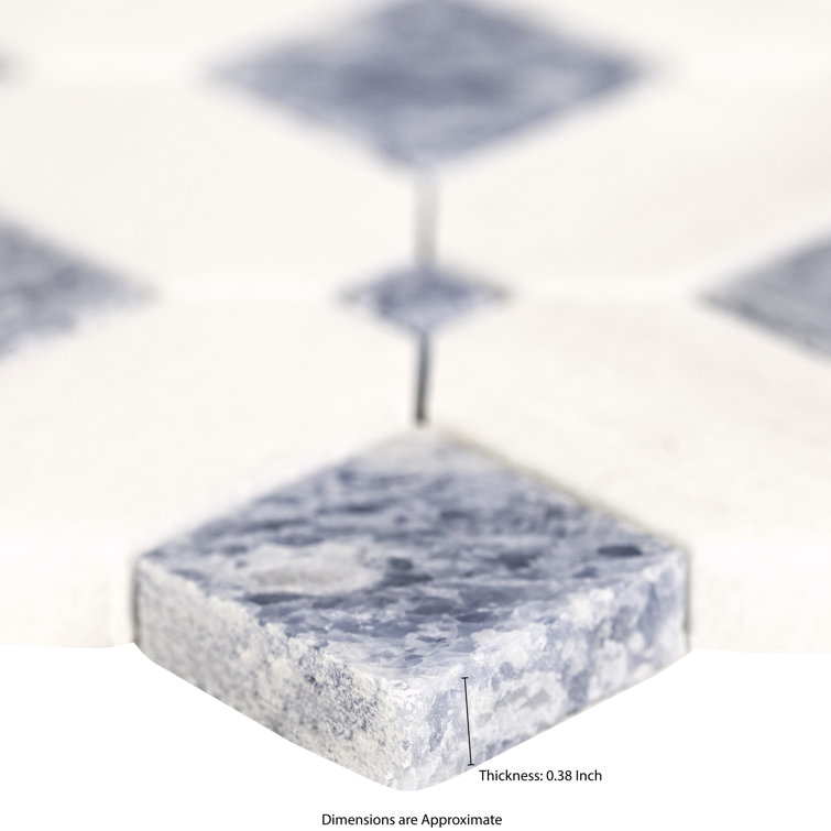 Azula Hatchwork Polished White Marble Mosaic Tile
