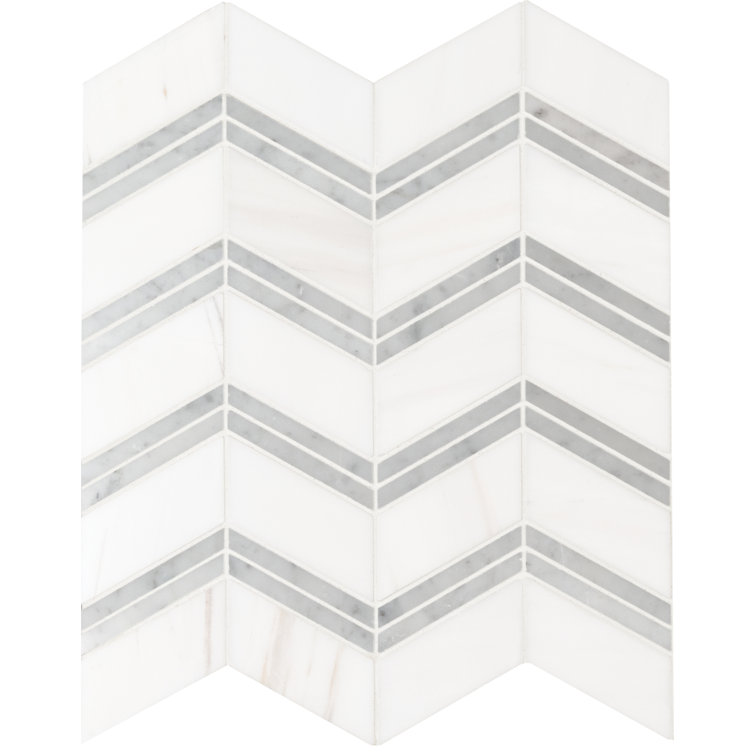 Bianco Dolomite Chevron Polished Marble Mosaic Tile