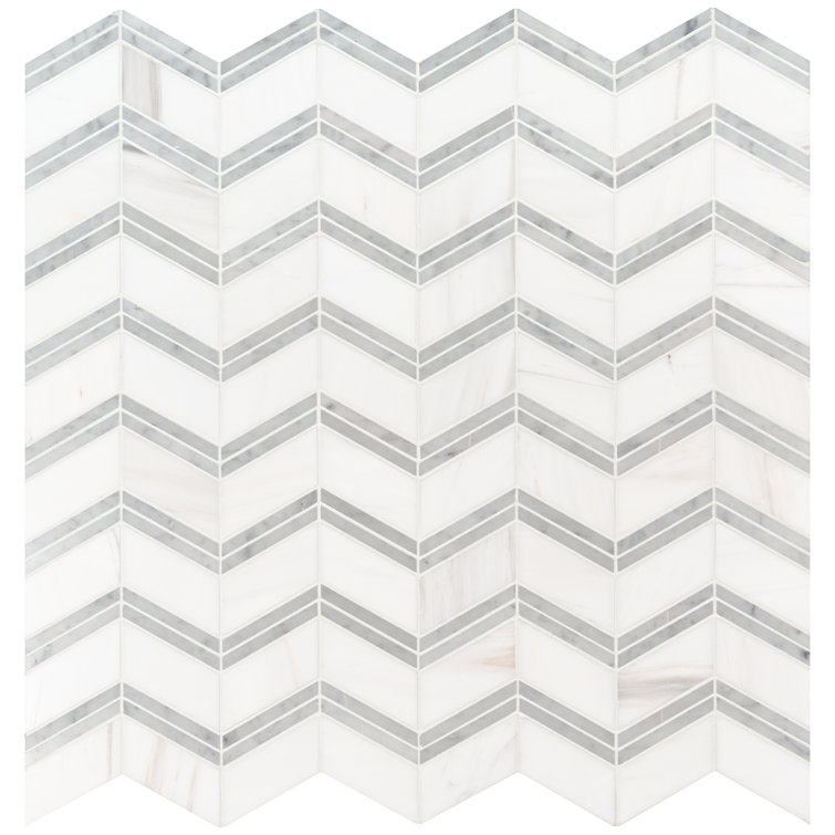 Bianco Dolomite Chevron Polished Marble Mosaic Tile