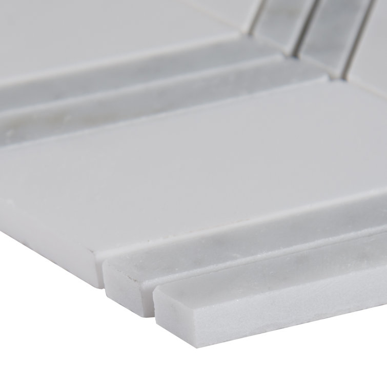 Bianco Dolomite Chevron Polished Marble Mosaic Tile