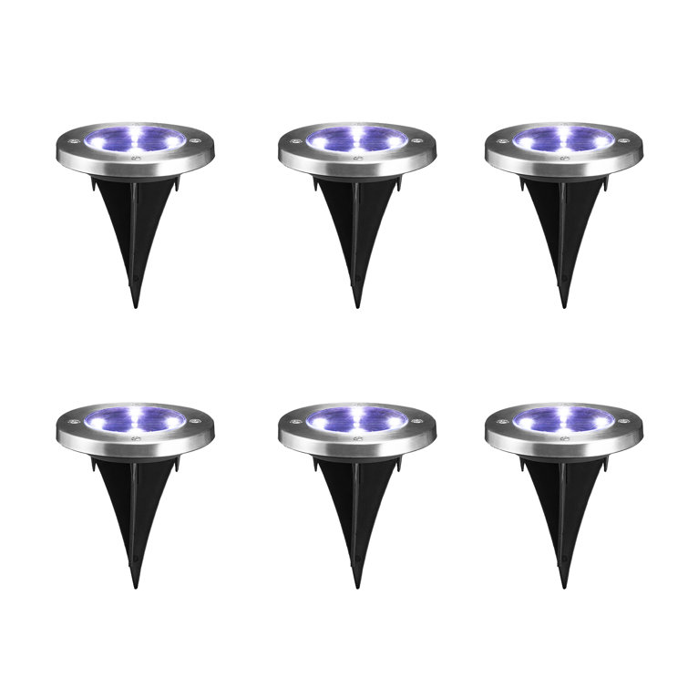 Set of 6 Solar Powered LED Pathway Lights with Dusk to Dawn Sensor