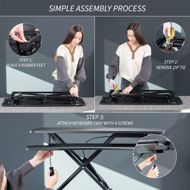 32" White Manual Height Adjustable Dual Monitor Desk Riser