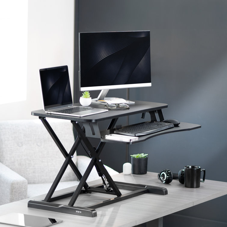 VIVO Black 32" Height Adjustable Standing Desk Converter