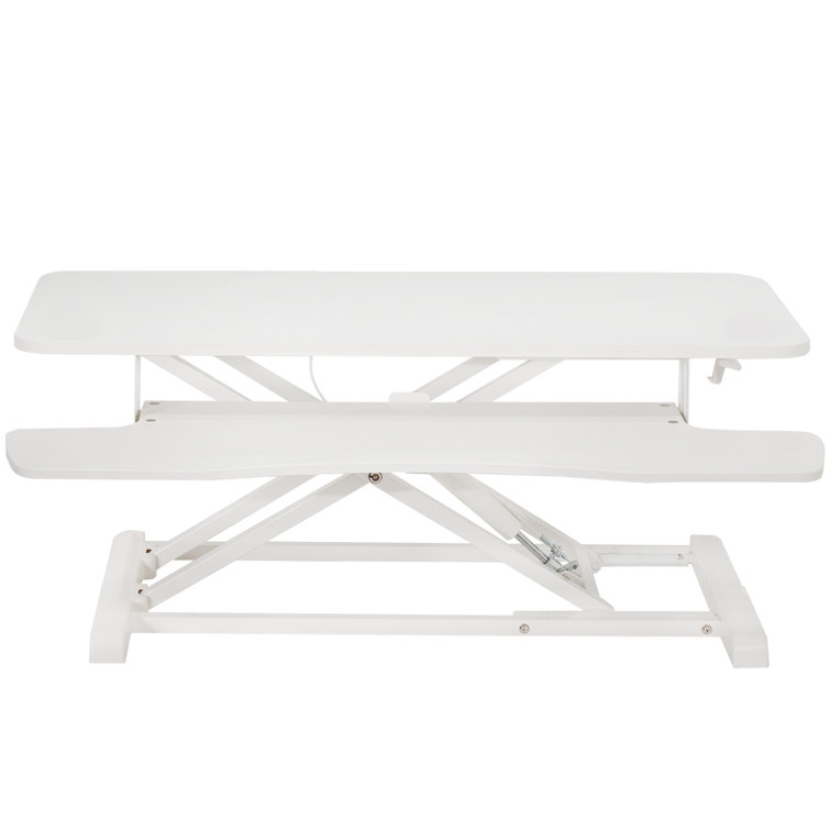 Elevate 36" White Pneumatic Standing Desk Converter with Removable Keyboard Tray
