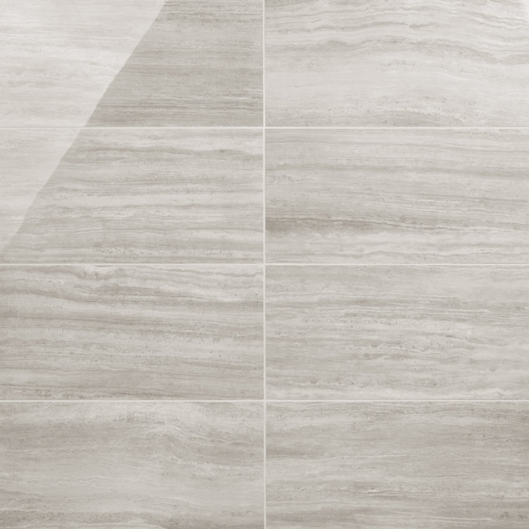 Large Gray Polished Porcelain Rectangular Floor and Wall Tile