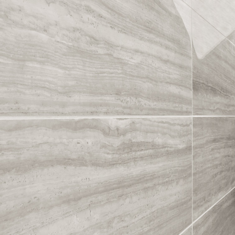 Large Gray Polished Porcelain Rectangular Floor and Wall Tile
