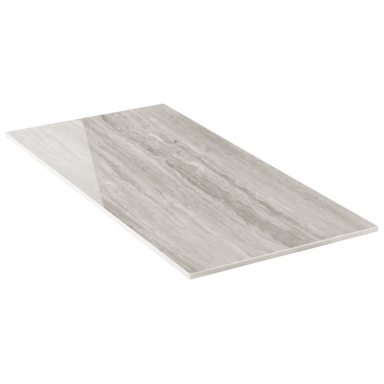 Large Gray Polished Porcelain Rectangular Floor and Wall Tile