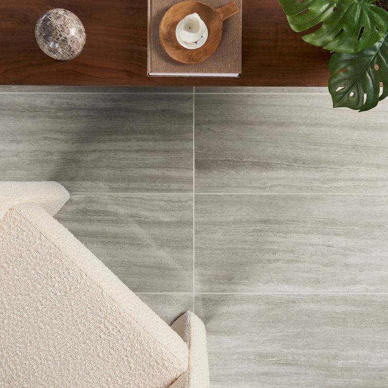 Large Gray Polished Porcelain Rectangular Floor and Wall Tile