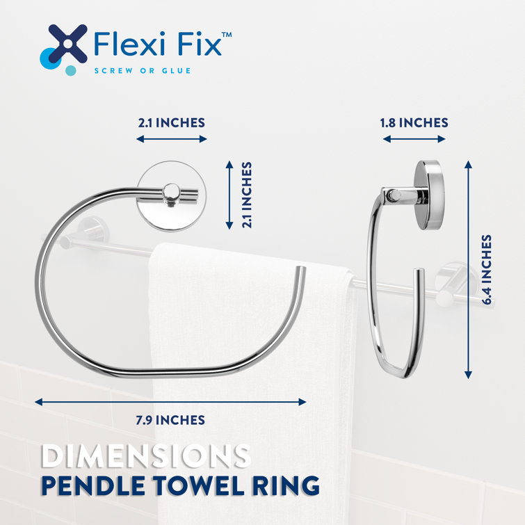 Chrome Wall Mounted Flexi-Fix Towel Ring