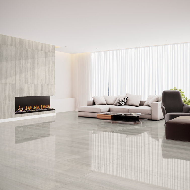 Gray Polished Large Format Rectified Porcelain Tile