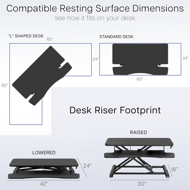 VIVO White 42" Adjustable Height Desk Converter with Pneumatic Spring