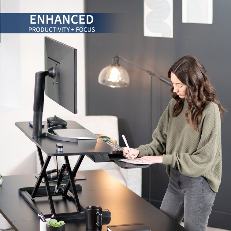 VIVO White 42" Adjustable Height Desk Converter with Pneumatic Spring