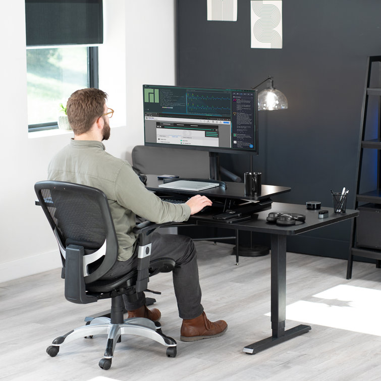 VIVO White 42" Adjustable Height Desk Converter with Pneumatic Spring