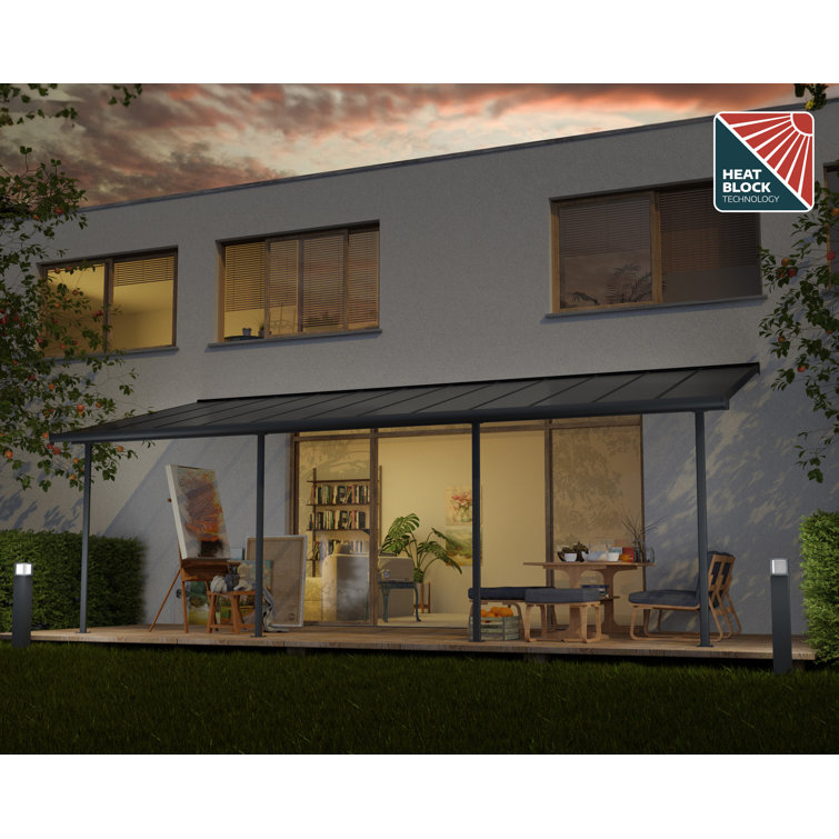 Sierra 10 ft. x 24 ft. Gray Polycarbonate Aluminum Patio Cover