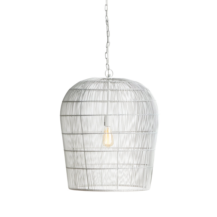 White Dome Iron Pendant Light with Adjustable Chain
