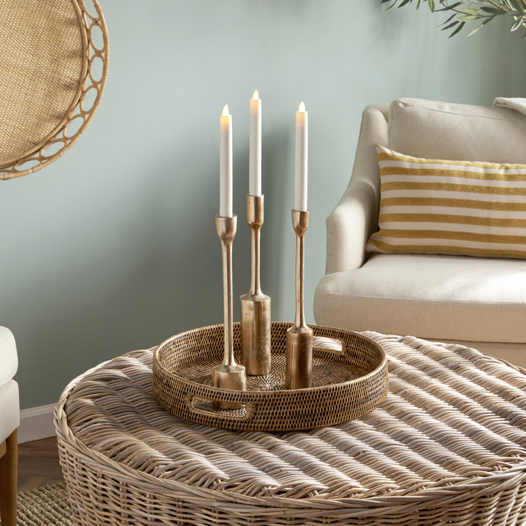 Champagne Gold Aluminum Tall Candlestick Set