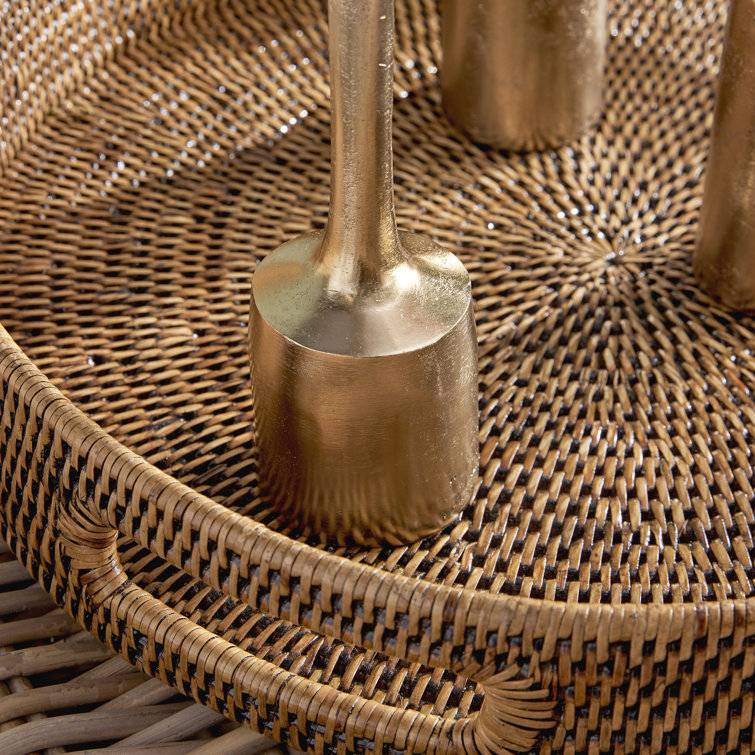 Champagne Gold Aluminum Tall Candlestick Set