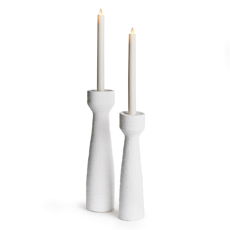 White Ceramic Modern Taper Candlestick Set