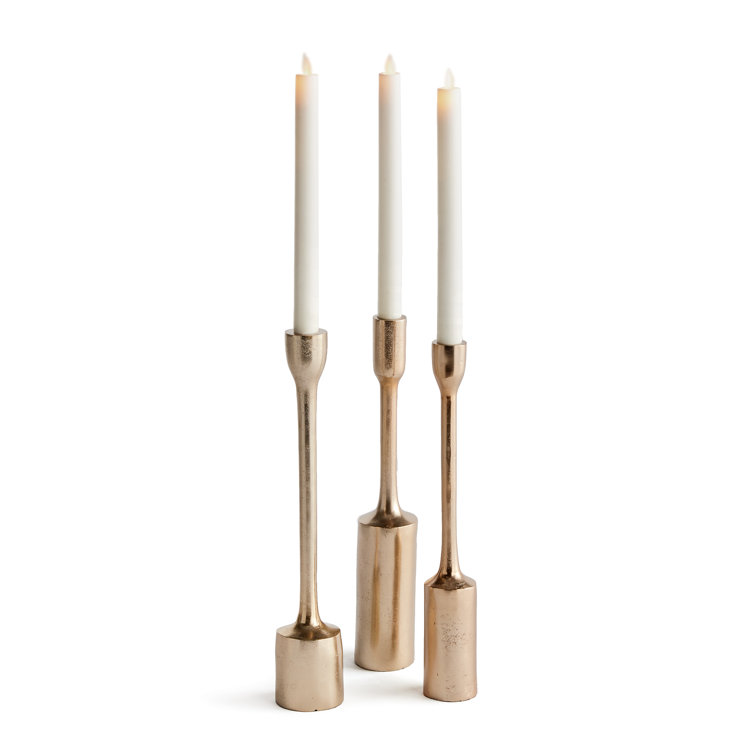Champagne Gold Aluminum Tall Candlestick Set