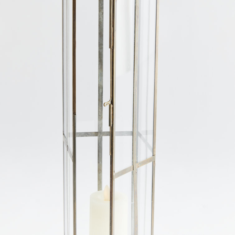 Tall Brass and Glass Hanging Candle Lantern