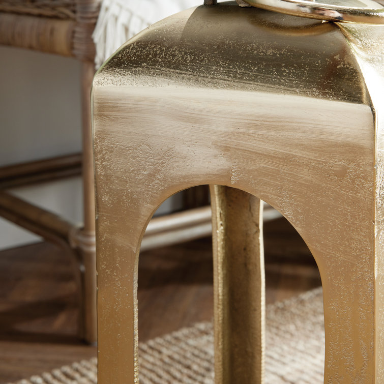 Champagne Gold Aluminum and Glass Hurricane Lantern