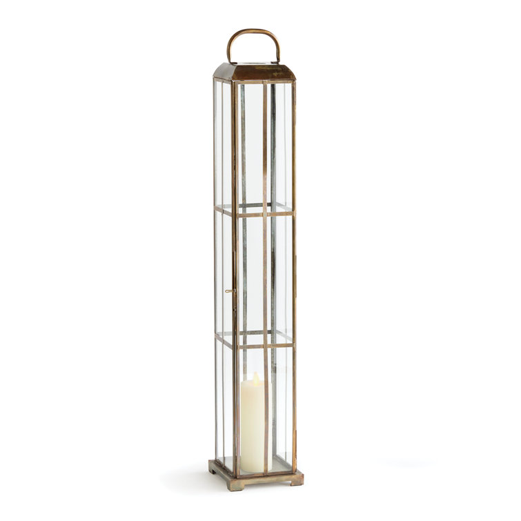 Tall Brass and Glass Hanging Candle Lantern