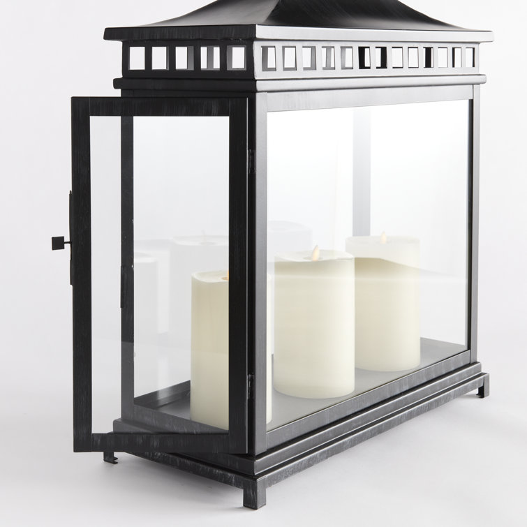 Large Black Glass Hanging Candle Lantern