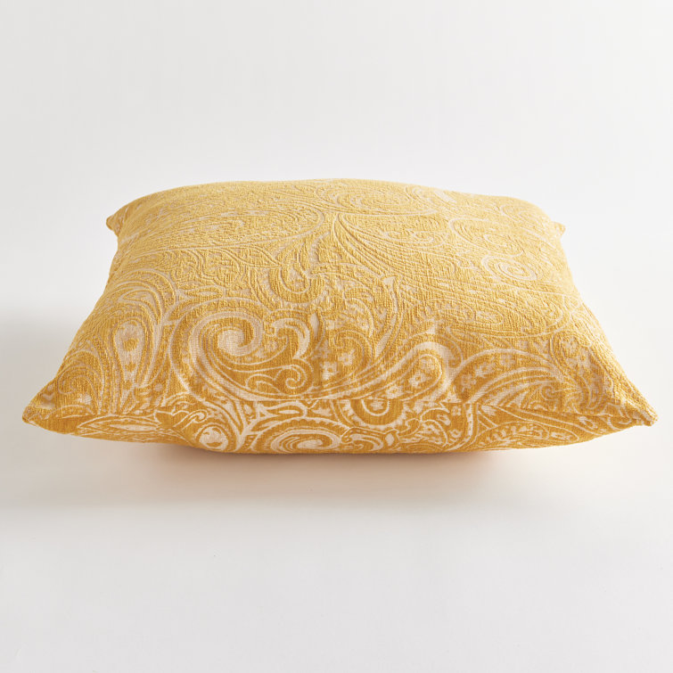 Ochre Paisley Jacquard Indoor/Outdoor Throw Pillow