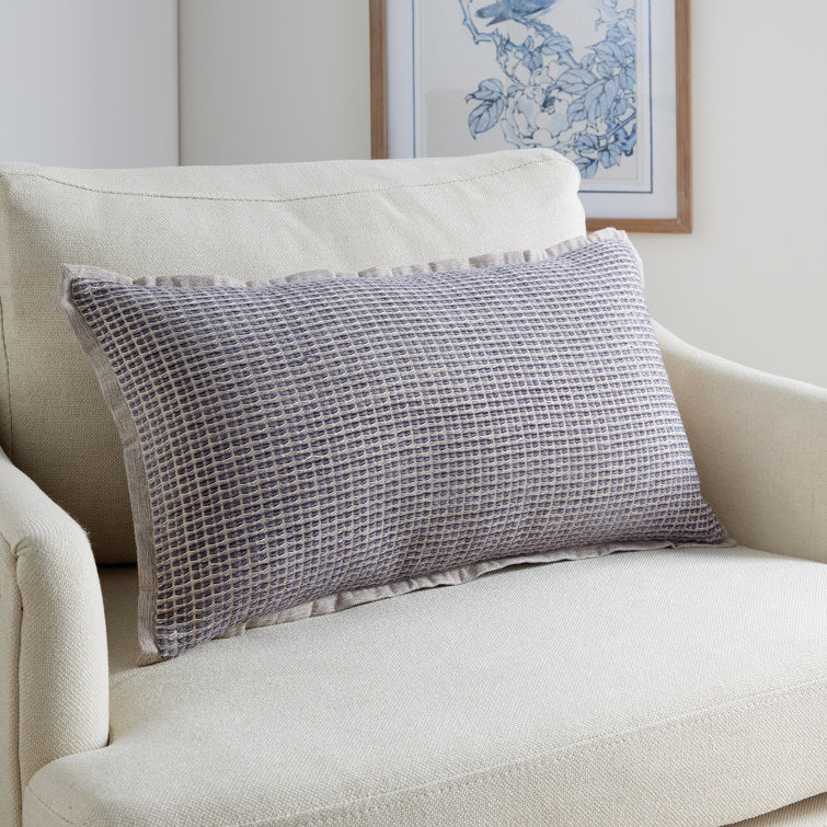 Taupe and Gray Geometric Polyester Lumbar Outdoor Pillow