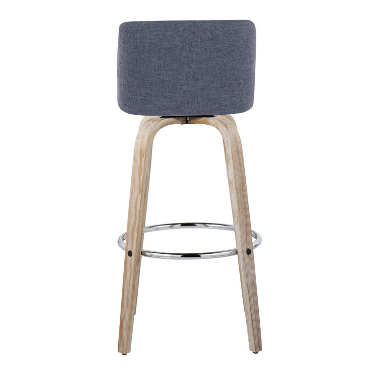 Blue Swivel Bar Stools with Whitewashed Wood Frame, Set of 2